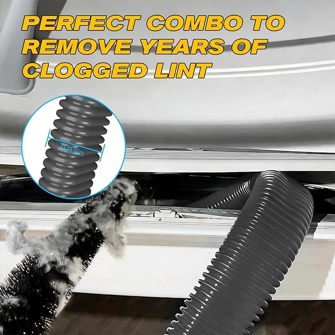Sealegend Dryer Vent Cleaner Kit - Vacuum Hose Attachment & Lint Brush,Dryer Vacuum Hose Attachment Fit Most Vacuums and Dryer, Refrigerator Coils & Behind Appliances, Black