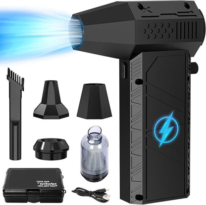 Compressed Air Duster - 180000RPM Super Power Electric Air Duster, 3 Gear Adjustable Mini Blower Rechargeable Cordless Air Blower for Keyboard Electric Devices Cleaning, Car, Home and Outdoor