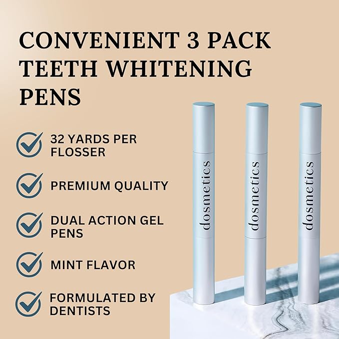 Teeth Whitening Pen 3 Pack, Teeth Stain Remover Pen for Coffee Wine Tea Soda, Enamel Safe Stain Repellant Pen for Teeth Whitening Without Sensitivity, Over 60 Applications, 2ml