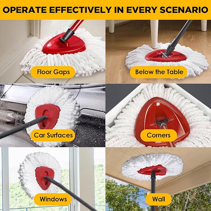 Mop Head Replacement for O-Cedar EasyWring, Mop Heads Replacements with Microfiber, Easy-Cleaning and Machine-Washable, Pack of 6 Mop Replace Heads