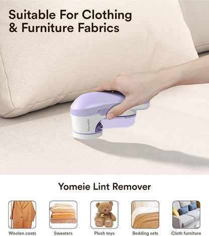 Fabric Shaver Rechargeable, Electric Lint Remover & Pill Remover for Clothes, USB-C Sweater Shaver with 6-Leaf Blade Depiller, Removes Fuzz Pills Bobbles from Cashmere Fleece Couch Furniture