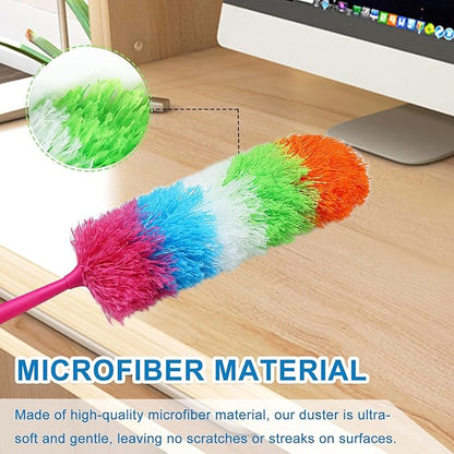 20-Inch Microfiber Hand Duster, Car Interior Detailing Duster, Rainbow Feather Duster for Car, Home, Office Cleaning