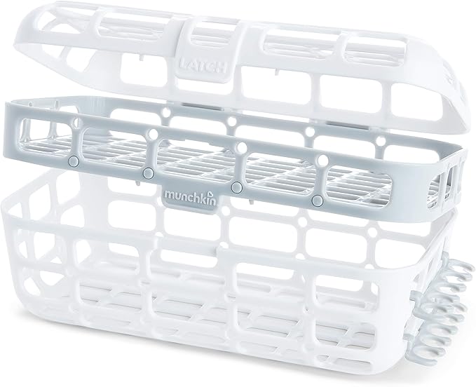Munchkin® Baby Bottle & Small Parts Cleaning Set, Includes High Capacity Dishwasher Basket & Bristle Bottle Brush, Grey