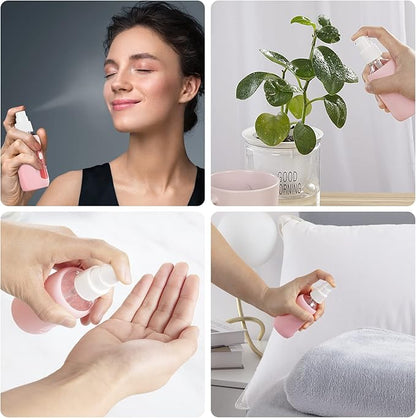 HOMBYS Empty Clear Glass 2oz Small Spray Bottles with Silicone Sleeve Protection - Refillable Containers for Travel, Cleaning Solutions, Essential Oils, Sanitizers - Fine Mist Spray - 4 Pack-Clear