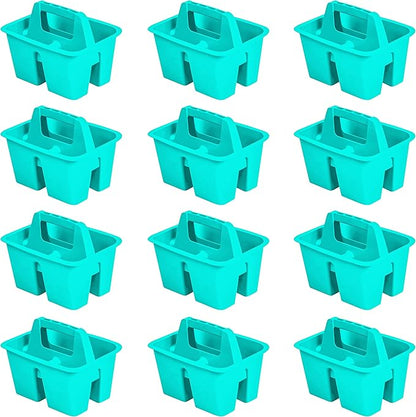Storex Mini Classroom Caddy, Multipurpose Classroom Organizer with Handle, Teal, 12-Pack (01065U12C)