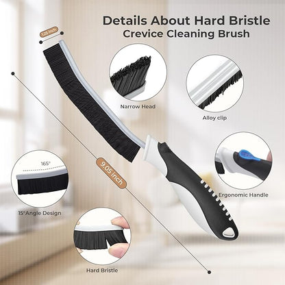 TQRR Cleaning Brush-Hard Crevice Cleaning Brushes, Multifunctional Window Groove Brushes, Grout Brush, Cleaning Tool for Bathroom, Kitchen, Toilet, Tile, Sink, Home (6, Black)