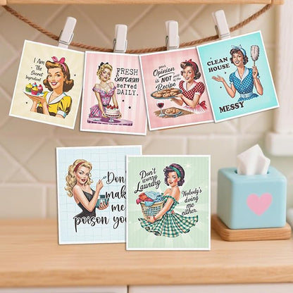 Funny Swedish Dishcloths for Kitchen - 6PCS Humorous Housewife Swedish Cloths for Washing Dishes, Sarcastic Reusable Dish Towels, Washable Cleaning Sponge for Washing Dishes Party Home