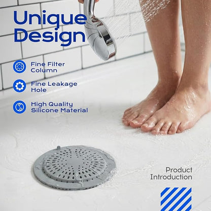 VLM 2 Pack Shower Drain Hair Catcher, Upgraded Drain Cover with Strong Suction Cups, Anti-Clog Hair Trap Stopper for Bathtub Shower Sink Laundry