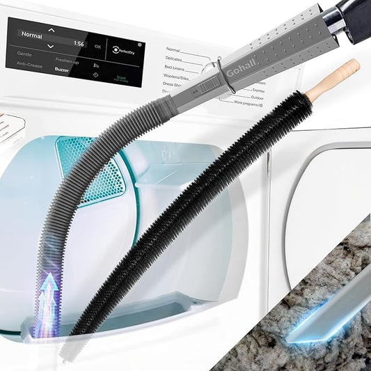 2 Pieces Dryer Vent Cleaner Kit - Flexible Dryer Lint Vacuum Attachment and Bendable Dryer Lint Brush - Lint Remover Compatible with All Vacuum Cleaner Laundry Room (Gray)