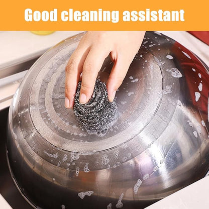 80 Pcs Stainless Steel Scrubber, 2.36 inch, Flexible Stainless Steel Cleaning Ball Multipurpose Utensil Scrubber Portable Dish Scrubbers Reusable for Kitchen Pot Pan, Dishes, Grills, and Cookware