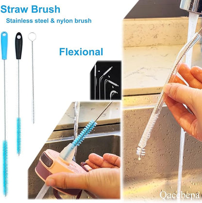 5-in-1 Tumbler Brush Cleaner Set, Cleaning Brush Washing Straw Tube lab Cleaning with Long Handle, for Water Bottle Brush Washing Coffee Mug Kettle Decanter Pipes lids Sinks Cap Covers