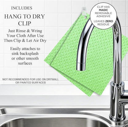 6 Packs Swedish Kitchen Dish Cloths - Reusable Paper Towels for Counters & Dishes - Eco-Friendly Cellulose Sponge Cloth (Grass Green)