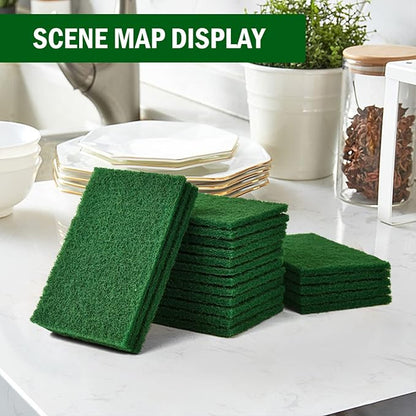 YoleShy 20 PCS Scouring Pad, Dish Scrubber Scouring Pads, 4.5 x 6 inch Green Reusable Household Scrub Pads for Dishes, Kitchen Scrubbers & Metal Grills