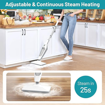 Steam Mop for Floor Cleaning, 12 in 1 Handheld Steam Cleaner for Home, Floor Steamer for Hardwood Windows Tile Laminate Shutter & Clothes with Attachments (grey)