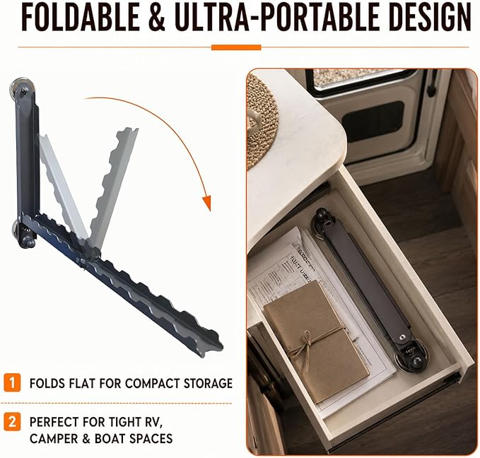 RV Clothes Drying Rack, 16" Retractable Magnetic Foldable Drying Rack for Rv Camper Trailer Boat, No-Drilling Portable Drying Racks for Laundry for Any Metal Surface, Alloy Steel Construction