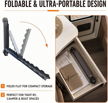 RV Clothes Drying Rack, 16" Retractable Magnetic Foldable Drying Rack for Rv Camper Trailer Boat, No-Drilling Portable Drying Racks for Laundry for Any Metal Surface, Alloy Steel Construction