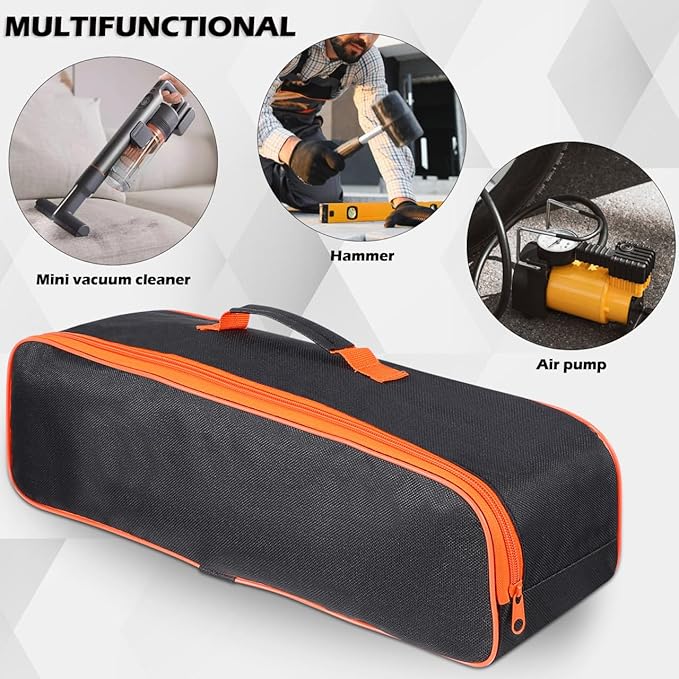 Veemoon Car Vacuum Cleaner Tool Bag, Car Cleaner Tool Organizer Small Vacuum Storage Case,Wet Dry Handheld Portable Durable Storage Pouch for Auto Cleaning and Hair Dust (Black, 5.5 * 16.5Inch)