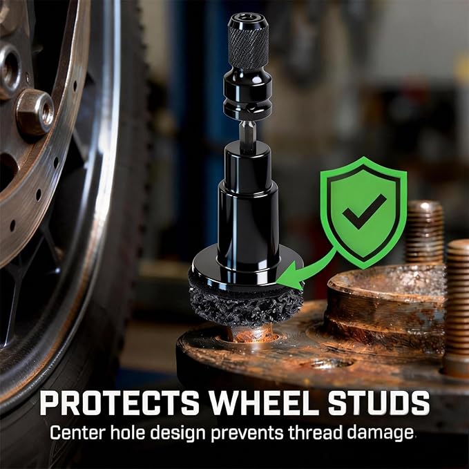 Wheel Hub & Stud Cleaning Tool Kit，Rust Removal Disc for Cars & Light Trucks，Fits 1/2" Impact Wrench & Drill，Rapidly Cleans Rotors, Hubs & Wheel Studs for Brake Jobs
