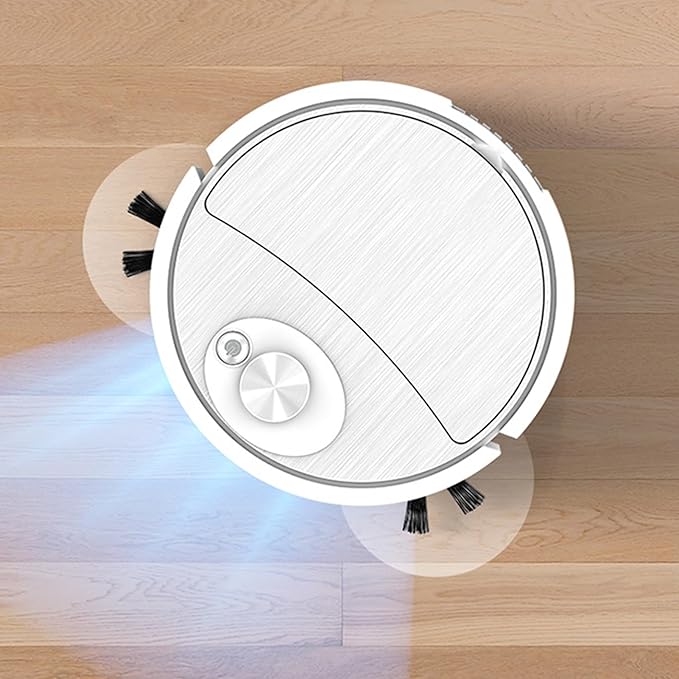 Mini Cleaner Sweeping Robot Super Suction Low Noise One Start Rechargeable Vacuum Cleaner Sweeping Mopping Robot Memory Multiple Cleaning Modes White One Size