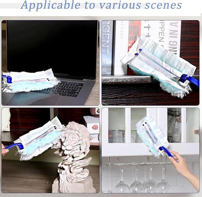 Duster Refills Compatible with Swiffer Duster, Heavy Duty Multi Surface Duster Replacement with 1 Extra Handle for Cleaning Furniture, Blinds, Ceiling Fans and Car (Blue-21 Pack)