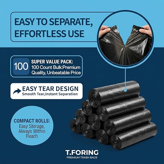 55-60 Gallon Trash Bags Heavy Duty 2.1 Mil - 39''x55'' 100 Count Extra Thick Black Garbage Bags Unscented Strong Huge Can Liners for Construction Industrial Yard Outdoor Commercial