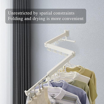 RFOUO Wall Mounted Clothes Drying Rack,Drying Rack Clothing Wall Mount with Foldable Features(Tri-Fold),Space Saver,Wall Mounted Drying Rack for Laundry Balcony Bathroom (White)