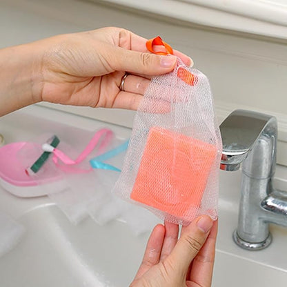 INVODA 100PCS Soap Net Bag 100 Pieces Double Layer Drawstring Mesh Soft Bath Soap Handmade Soap Net for Facial Body Exfoliation Cleaning Tool (Random Color)