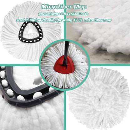 16 PCS Spin Mop Replacement Head,100% Microfiber Mop Heads Replacements Compatible with Triangle Spin Mop,360 Degree Round Spin Mop Replacement Head for Easy House Cleaning Floor Mopping