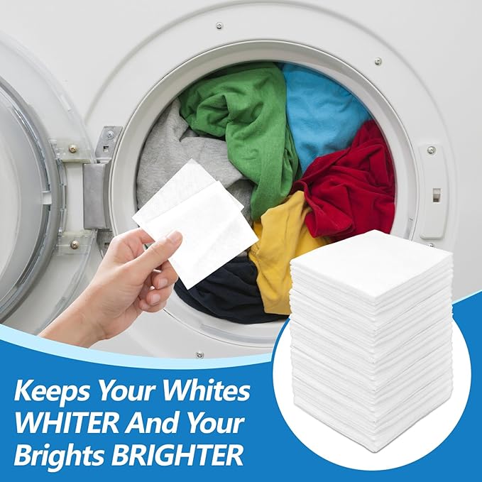 RAINFLOW Color Catcher Sheets - 100 Count Dye Trapper for Laundry to Prevent Color Bleeding,Allow Mixed Washes of Whites and Colors,Fragrance Free & Bleach Free Dye Grabber Sheets