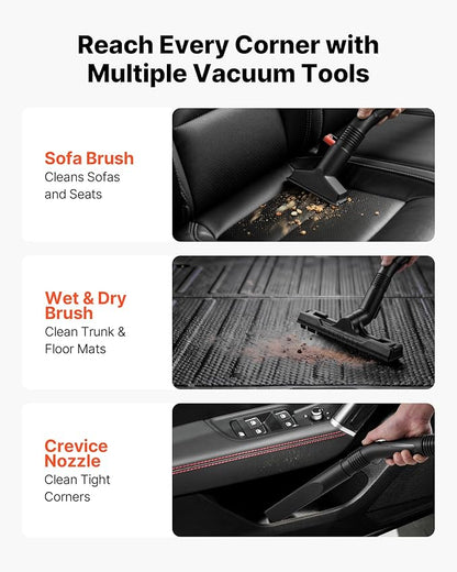 VEVOR 3-in-1 Shop Vac, 8 Gallon Wet Dry Shop Vacuum, 4.5 Peak HP Portable Vacuum Cleaner with Blower, Dual-Filter, 950W Input Power, 1.25in x 7ft Hose, 9.8ft Cord for Jobsite, Workshop, Garage, Home