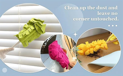 5 PCS Microfiber Duster Refill Reusable, Washable Cleaning Pads, 360 Cleaning Pads for Fan, Home，Window,Pet,Blinds,Furniture, Floor(Include 1 Handle)，Reusable dusters for Cleaning and Damp Duster