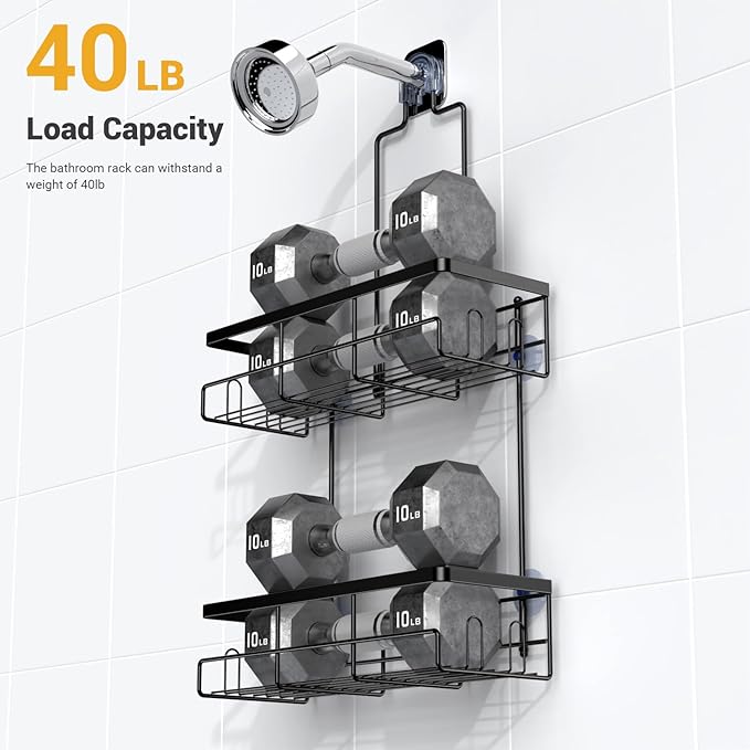 AKTECKE Shower Caddy Hanging Bathroom Organizer: Rustproof Shelf for Inside Shower - No Drilling Racks Over Showerhead - Bath Shelves for Shampoo Soap