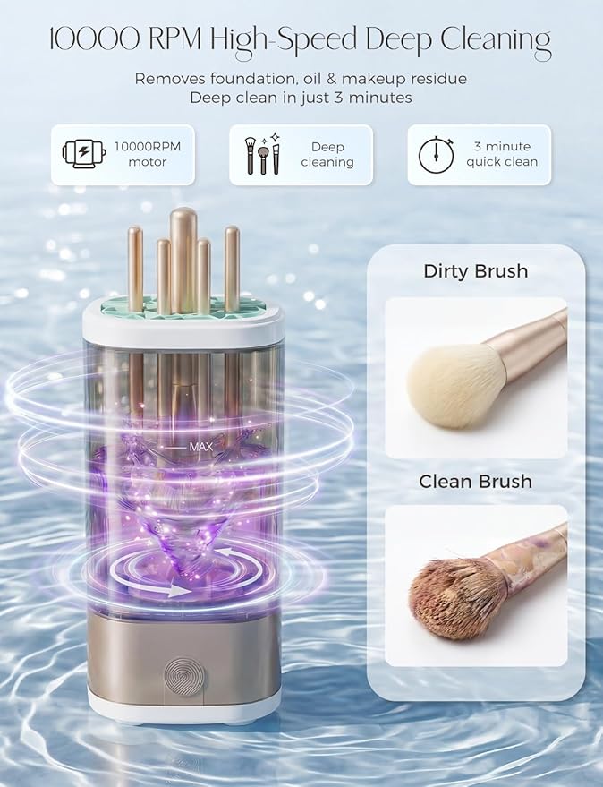 Electric Makeup Brush Cleaner Machine,3 in 1 Makeup Brush Cleanser & Washer,Cleaning Tool,Cosmetic Brushes Cleaners Cleaning For All Size Beauty Makeup Brush Set,Eyeshadow, Blush Brush. (Gray-)