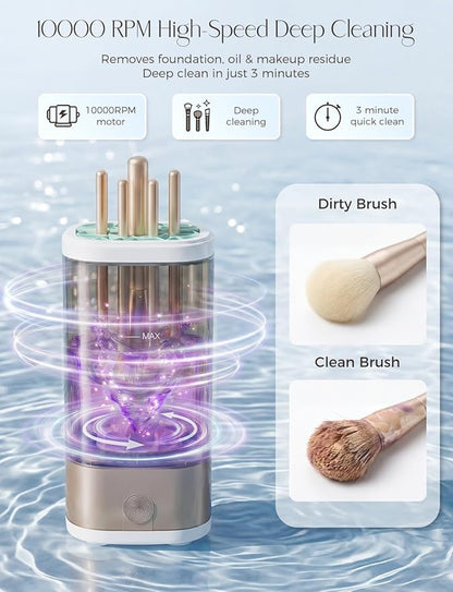 Electric Makeup Brush Cleaner Machine,3 in 1 Makeup Brush Cleanser & Washer,Cleaning Tool,Cosmetic Brushes Cleaners Cleaning For All Size Beauty Makeup Brush Set,Eyeshadow, Blush Brush. (Gray-)