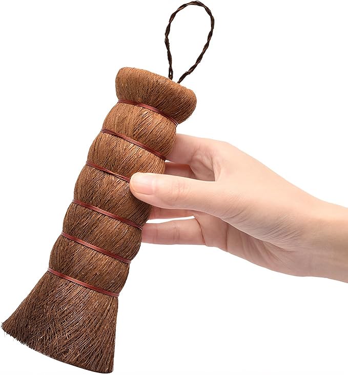 2 Pack Palm Dish Brush, Natural Palm Fiber Scrub Brush for Washing Dishes, Pots & Pans - Soft, Dense Bristles Non-Scratch, Hanging Loop for Easy Storage, Ideal for Kitchen Cleaning