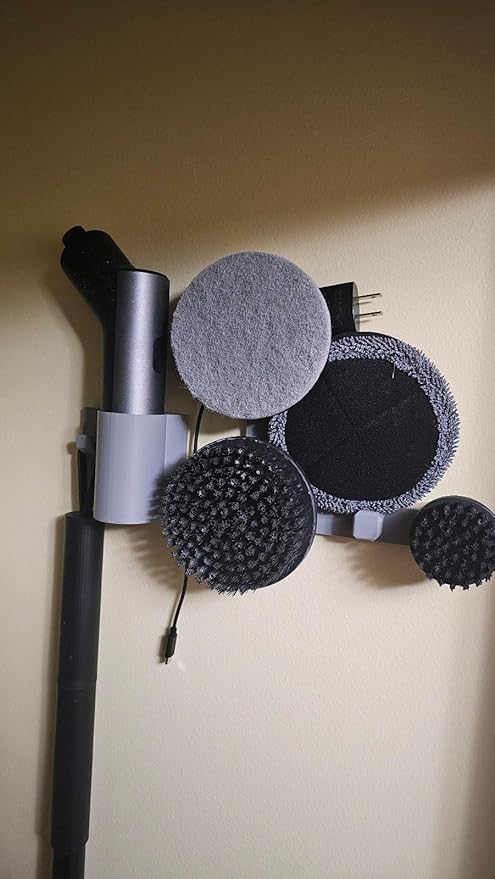 Wall Mount Holder for Hoto Wand Cordless Spin Scrubber, Space-Saving Tool Rack Storage Organizer, Hold Scrubber Accessible and Off Countertops | Keeps Bathroom & Kitchen Tools Neat (Grey)