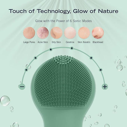 Nautica PC130 Sonic Facial Cleansing Brush Made with Ultra Hygienic Soft Silicone, Waterproof and Rechargeable Face Scrub Brush for Men & Women - (Pond)