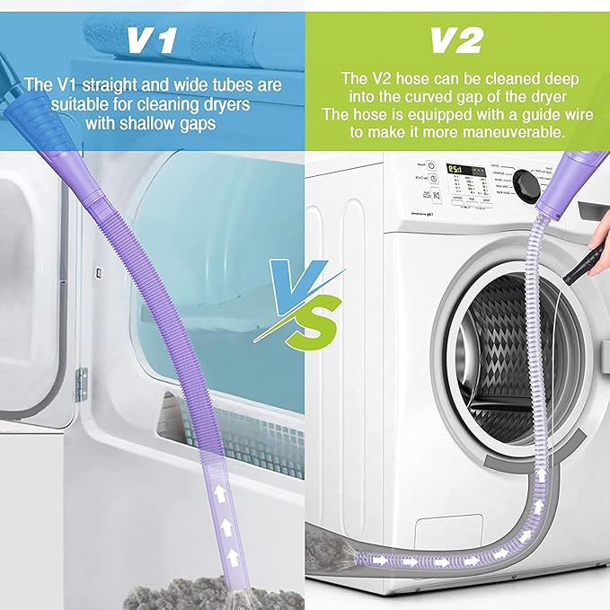 Sealegend 2 Pack Dryer Vent Cleaner Kit Vacuum Hose Attachment, Dryer Lint Cleaner Kit Lint Remover Tools Hoses with Adapter (Purple)