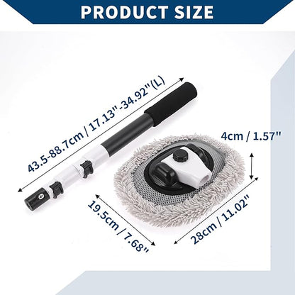 Car Wash Brush/Outer Car Cleaning Brush Kit Car Wash Mop Wash Brush Telescopic for Cars Auto RV Truck/Durable Chenille 17.13"-34.92" / 1 Pc Gray White