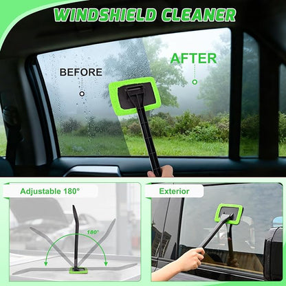 Nilight 15PCS Car Detailing Kit Auto Cleaning Tools Wash Set with Storage Carry Bag Beginners Easy to Use for Interior Exterior Car Care Clean Windshield Dashboard Seat Air Vents Wheels Tires, Green