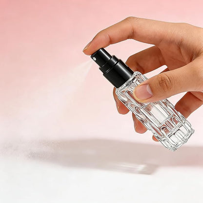 6 Pack Glass Bottles, 3×10ml Roller Bottles & 3×10ml Fine Mist Spray Bottles, Refillable Travel Containers for Essential Oils, Perfume, Liquids (Black Caps)