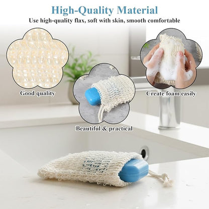 50pcs Soap Saver Bag mesh soaps bags with Drawstring Exfoliating Pouch Sisal soaps bag loofah pouch soap savers for bar Foaming and Drying Exfoliating Net for Bath and Shower