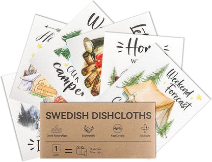 Swedish Dishcloths for Kitchen, 6 Pack Swedish Dish Cloths, Reusable Paper Towels, Washable Kitchen Cloth, Biodegradable, Super Absorbent, Quick Drying