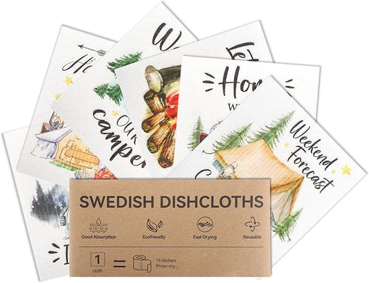 Swedish Dishcloths for Kitchen, 6 Pack Swedish Dish Cloths, Reusable Paper Towels, Washable Kitchen Cloth, Biodegradable, Super Absorbent, Quick Drying