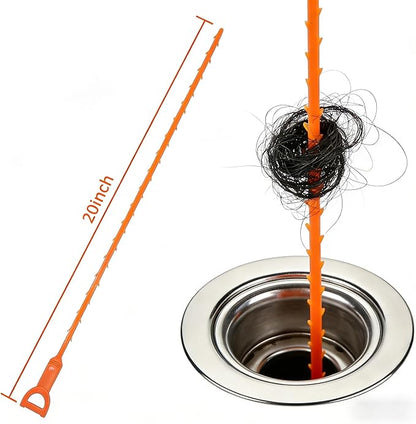 20 Inch Drain Snake, Drain Clog Remover – Reusable Flexible Snake Drain Hair Removal Tool for Sink, Drain Snake Hair Removal – Easy Use Plumbing Unclogger for Toilet, Bathroom Tub & Sewer (10 Pack)