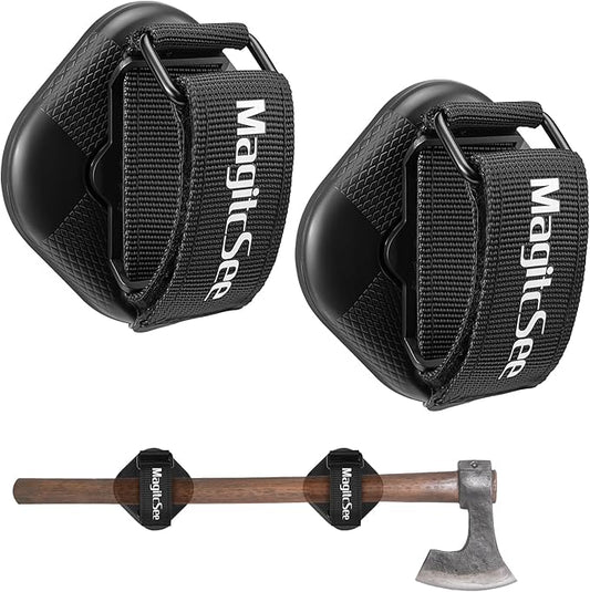 2 Pack Heavy Duty Magnetic Shovel Holder for Truck with Adjustable Strap, No-Drill Strong Magnet Mount Rack for Flag, Utility Tool, Axe, Stable Organizer for RV, Garage, Trailer, Cruise, ATV Storage