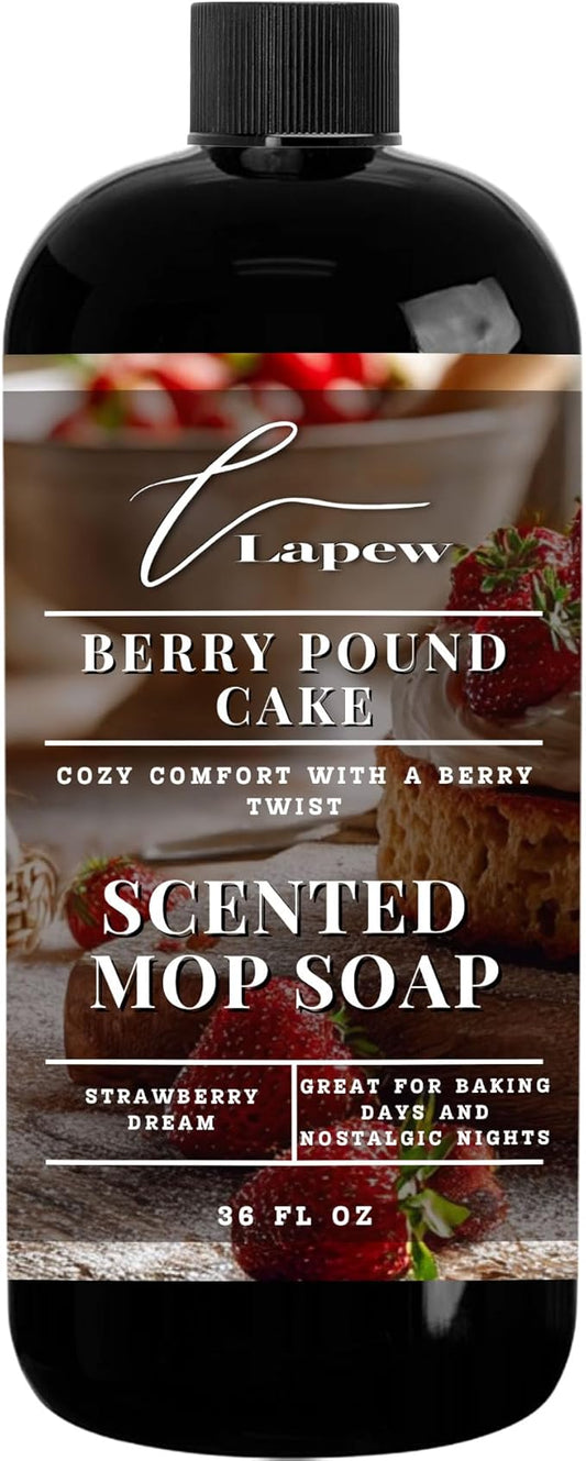 Lapew Berry Pound Cake Scented Mop Soap - Luxury Floor Cleaner Concentrate for Mopping Tile, Laminate, Vinyl & Hardwood | Streak-Free, Low-Foam | 36 oz