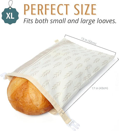 Nectar & Nest Reusable Beeswax Bread Bags for Homemade Bread & Sourdough – XL Eco-Friendly, Natural, Food-Safe Storage Bag to Keep Loaves Fresh Longer – Sustainable, Zero Waste