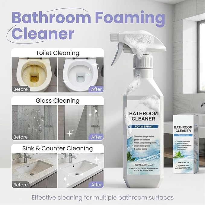 Scale Remover Bathroom Cleaner - 100ml Scale Remover Bathroom Cleaner for Tiles, Glass, Stainless, Steel, Sinks