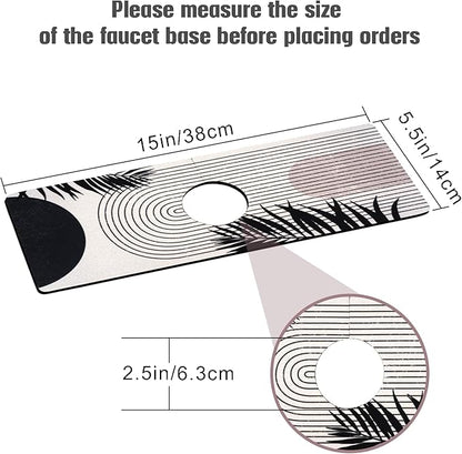 Sink Faucet Absorbing Mat, 2 Pack Drying Mat Around Faucet Sink Splash Guard Behind Faucet Sinkmat For Kitchen Bathroom Island Rv 15 * 5.5 Inch (38 * 14 cm)
